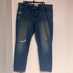 Trendy Women's Blue Distressed Girlfriend Jeans